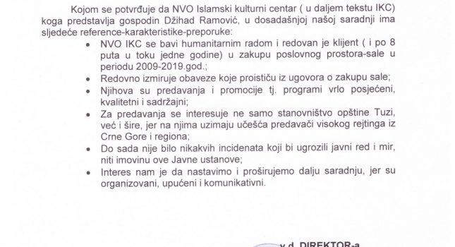 Nadir ef. Bajraktari ukazao na diskriminaciju Optine Tuzi nad muslimanskim stanovništvom