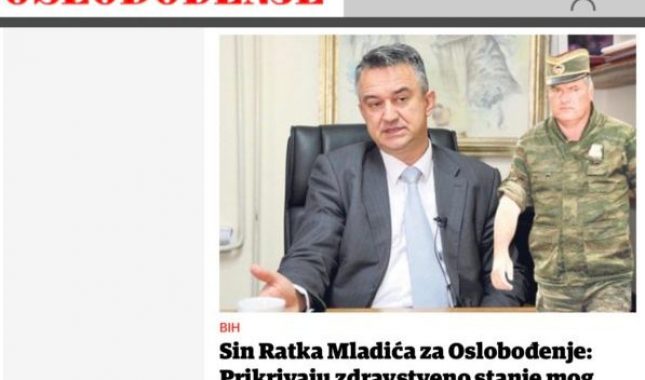 Skandalozno: Oslobođenje dalo prostor sinu ratnog zločinca Mladića da hvali svoga genocidnog tatu