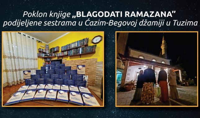 Poklon knjige ,,Blagodati Ramazana,, vjernicama u Ćazim Begovoj džamiji u Tuzima