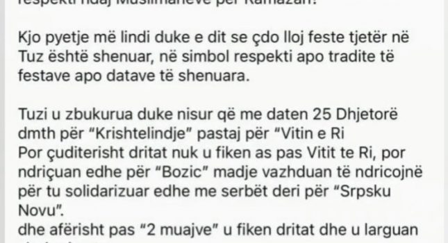 Nadir ef. Bajraktari ukazao na diskriminaciju Optine Tuzi nad muslimanskim stanovništvom